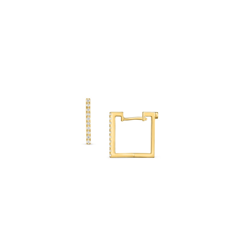 18K Yellow Gold Diamond Square Earrings