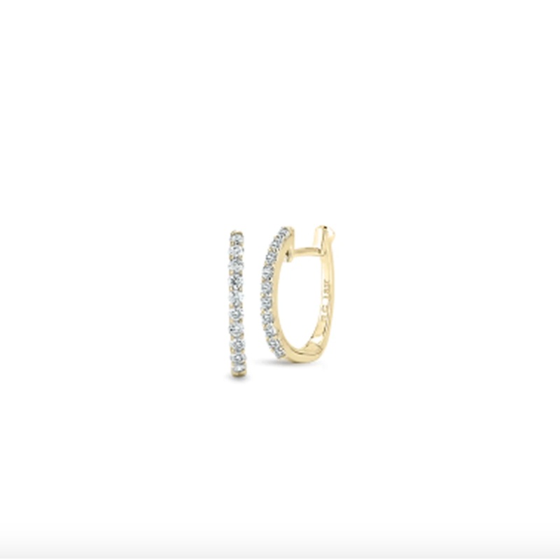 18K Yellow Gold Huggie Earrings With Diamonds