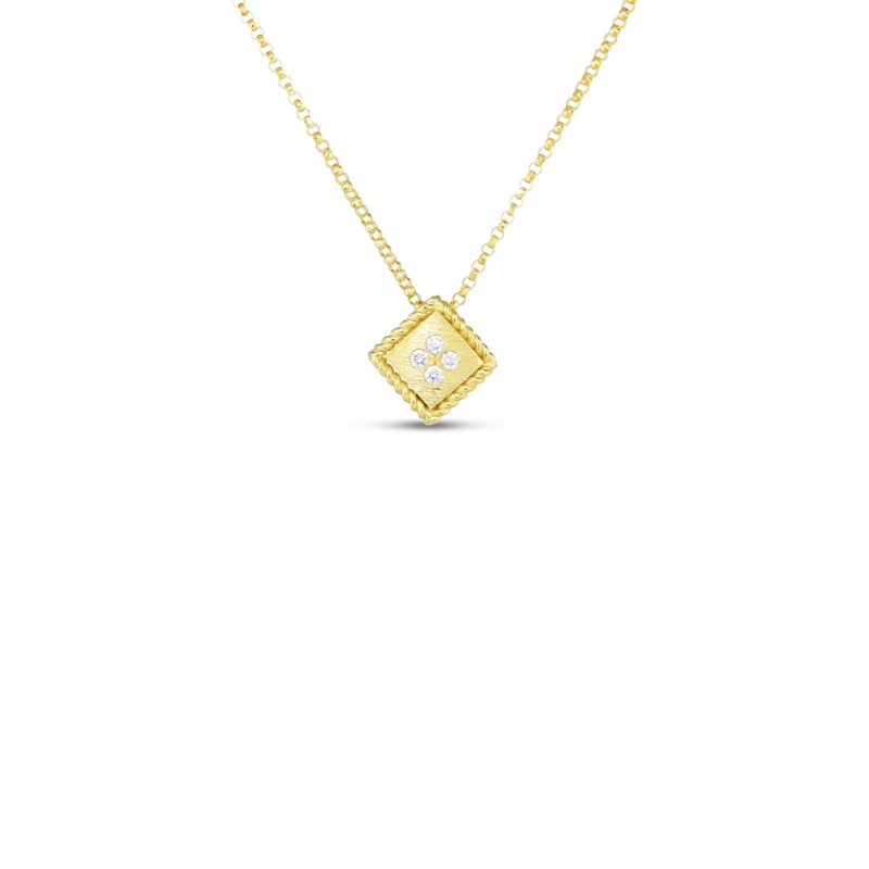 18K Yellow Gold Palazzo Ducale Diamond Accent Satin Small Pendant