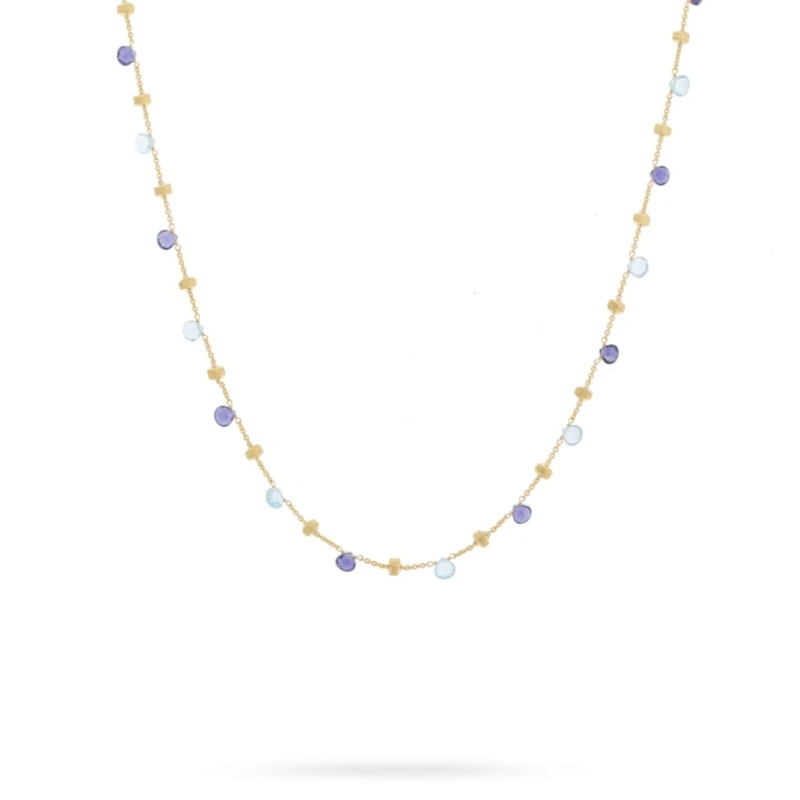 18K Yellow Gold Paradise Iolite and Blue Topaz Collar Necklace