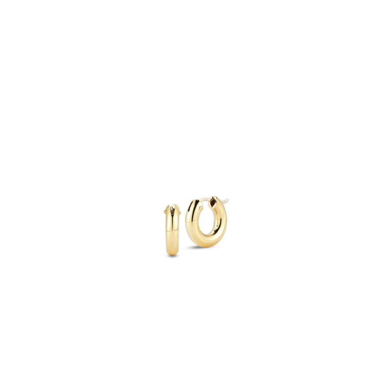 18K Yellow Gold Small Round Hoop Earrings