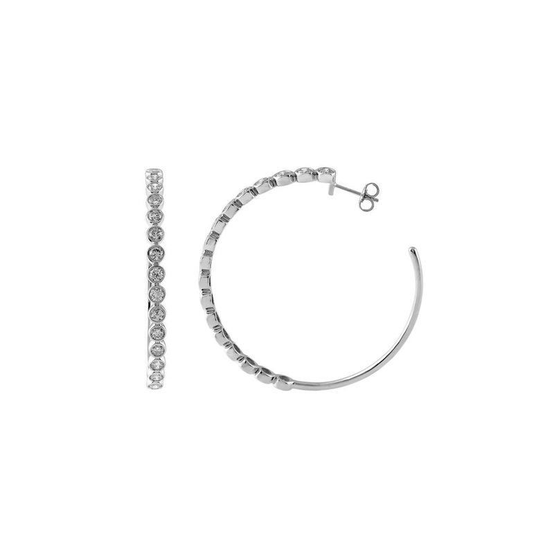 Diamond Bezel Hoops