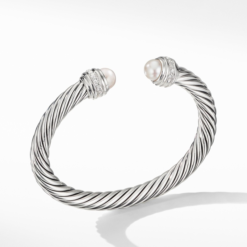 Cable Bracelet with Pearls and Diamonds