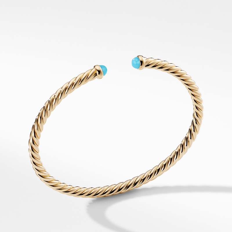 Cable Spira Bracelet with Turquoise in 18K Gold