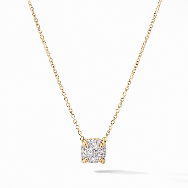 Chatelaine Pendant Necklace in 18K Yellow Gold with Full Pave Diamonds