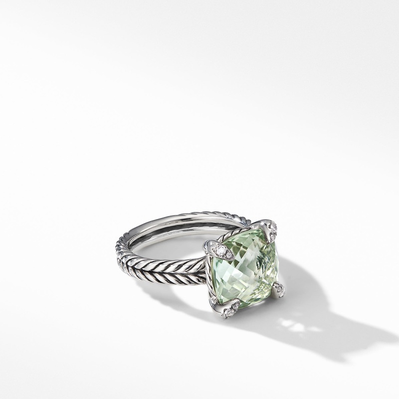 Chatelaine Ring with Prasiolite and Diamonds