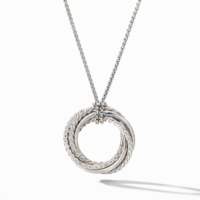Crossover Pendant Necklace with Diamonds