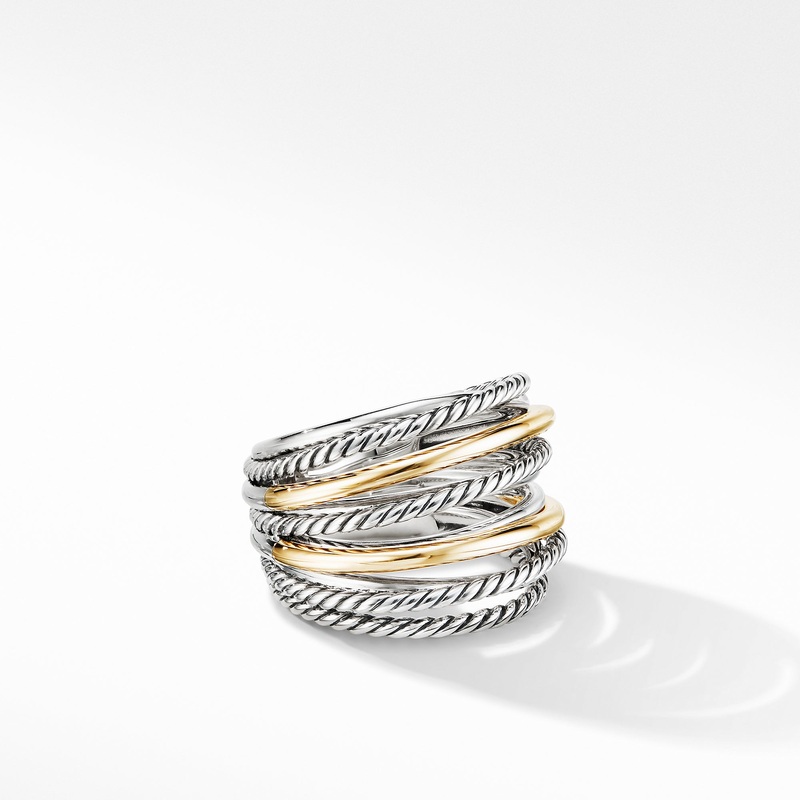 Crossover Wide Ring with 18K Yellow Gold