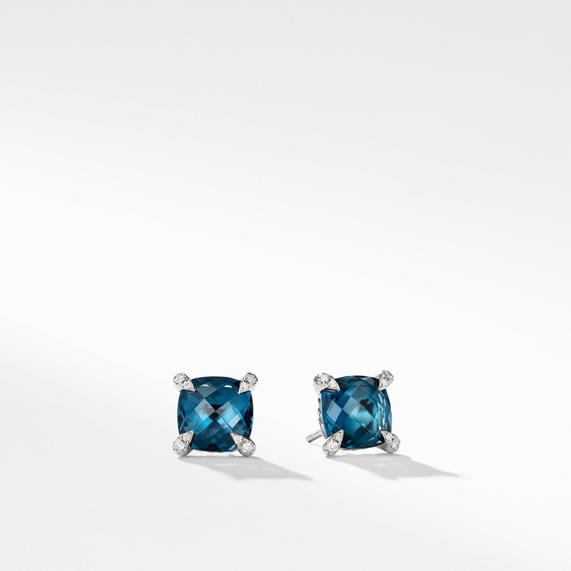 Earrings with Hampton Blue Topaz and Diamonds