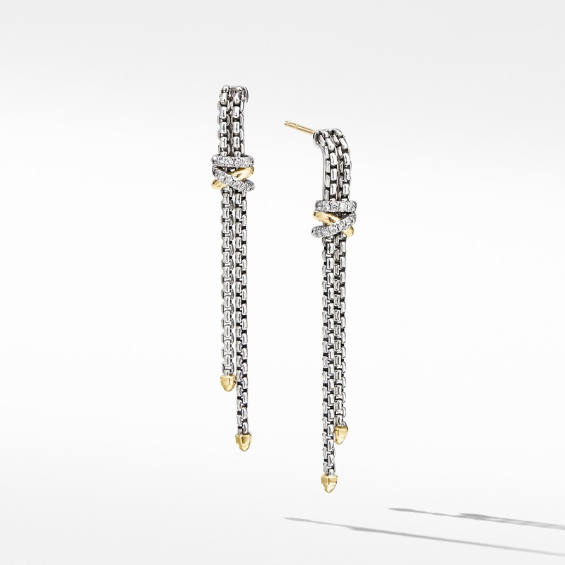 Helena Chain Drop Earrings with 18K Yellow Gold and Diamonds