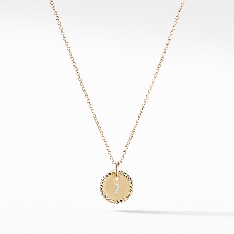 “J” Pendant with Diamonds in Gold on Chain