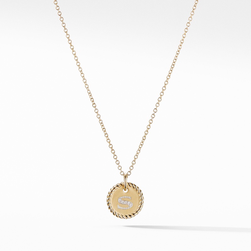 “S” Pendant with Diamonds in Gold on Chain