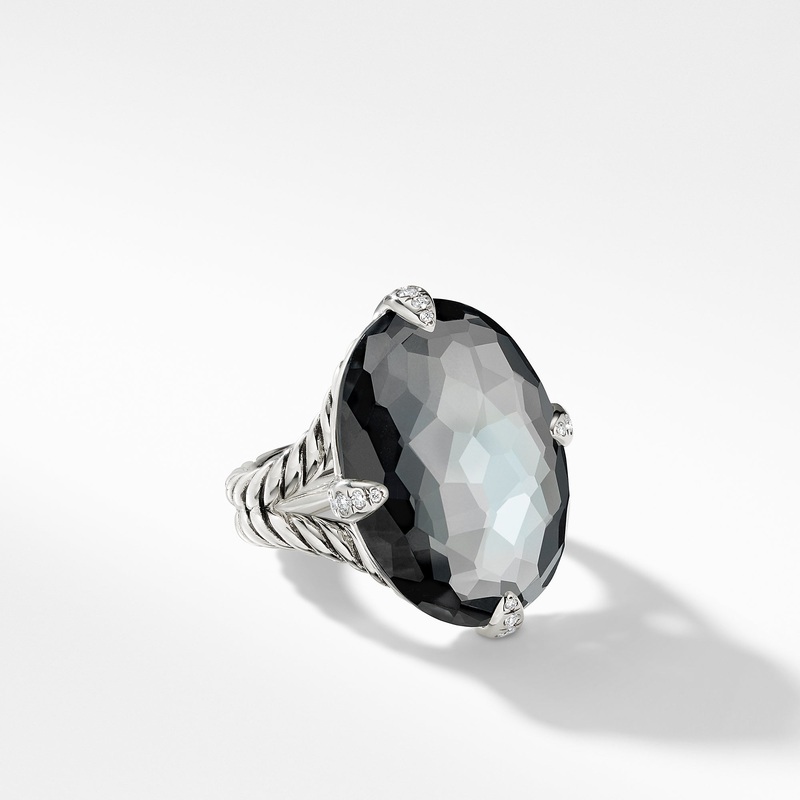 Chatelaine Statement Ring with Black Orchid