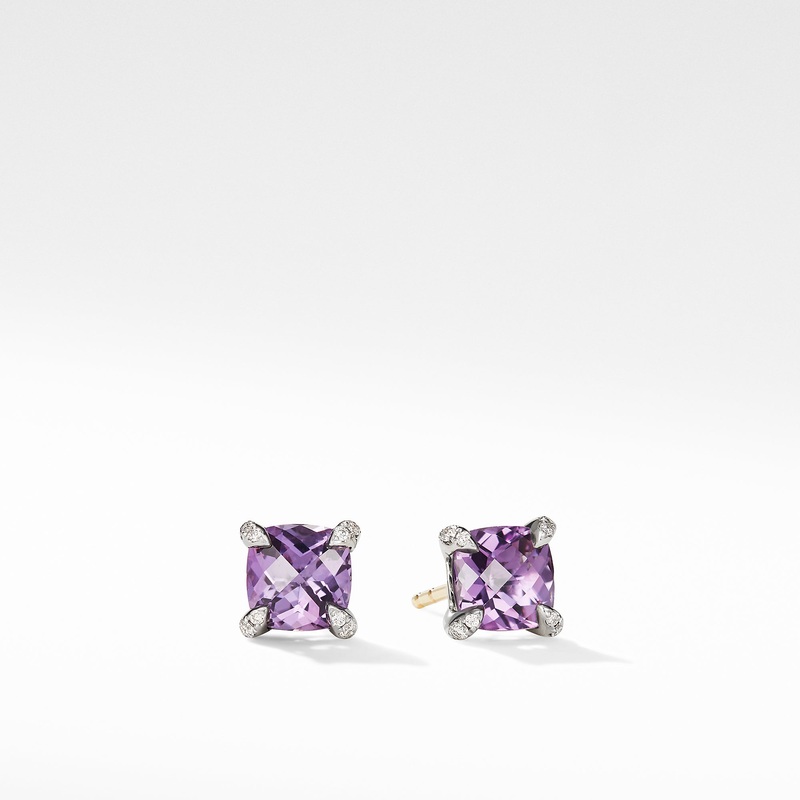 Chatelaine Stud Earrings with Amethyst and Diamonds