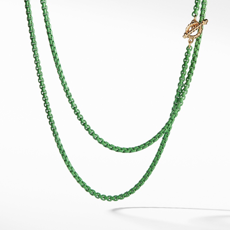 DY Bel Aire Chain Necklace in Green with 14K Gold Accents