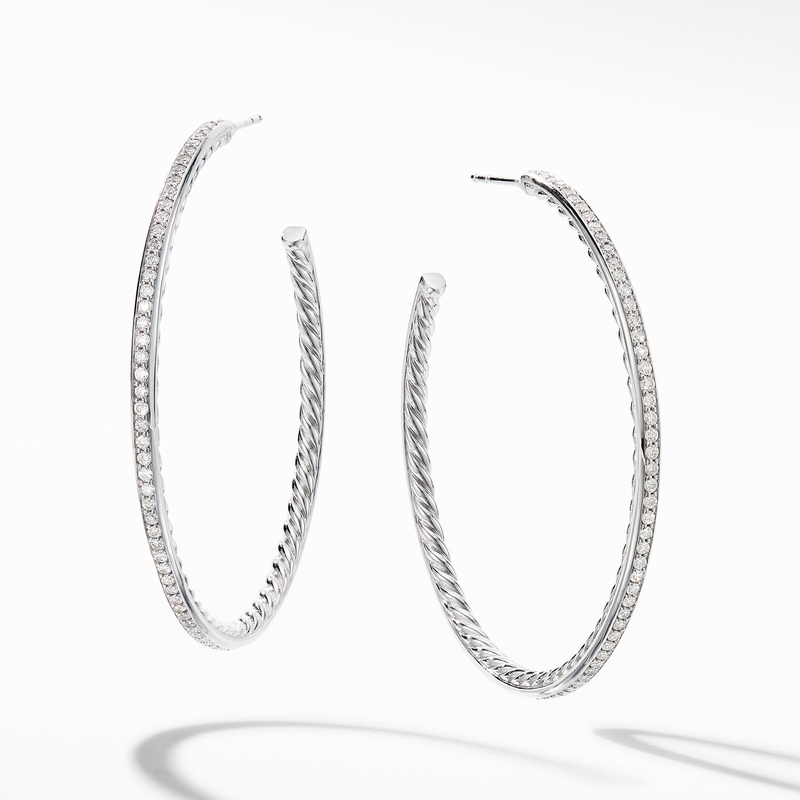 Large Hoop Earrings with Pave Diamonds