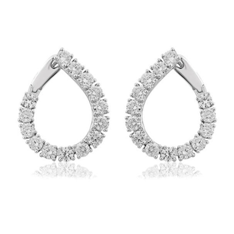 14K White Gold 5.25CTW Open Teardrop Diamond Earrings