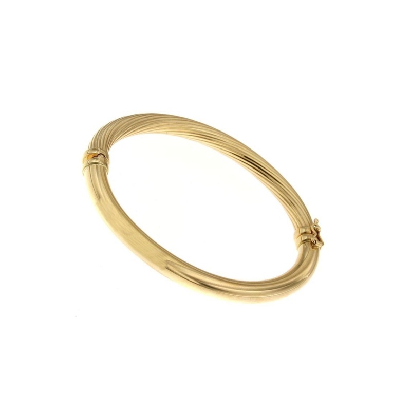 14K Yellow Gold Duel Finish Bangle
