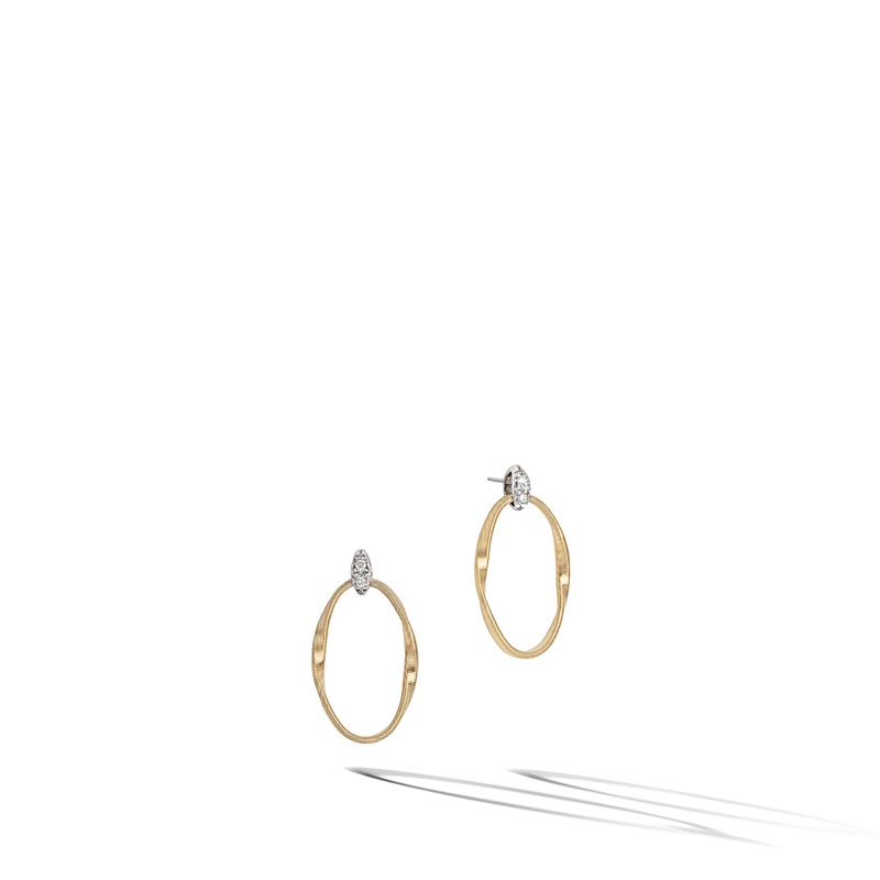Marrakech Onde Collection 18K Yellow Gold and Diamond Link Stud