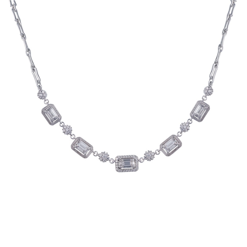 14K White Gold 1.50CTW Diamond Link Necklace