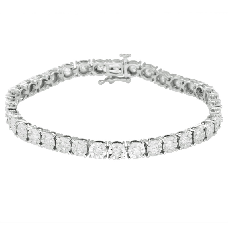 14K White Gold 3.00 CTW Miracle Set Diamond Tennis Bracelet