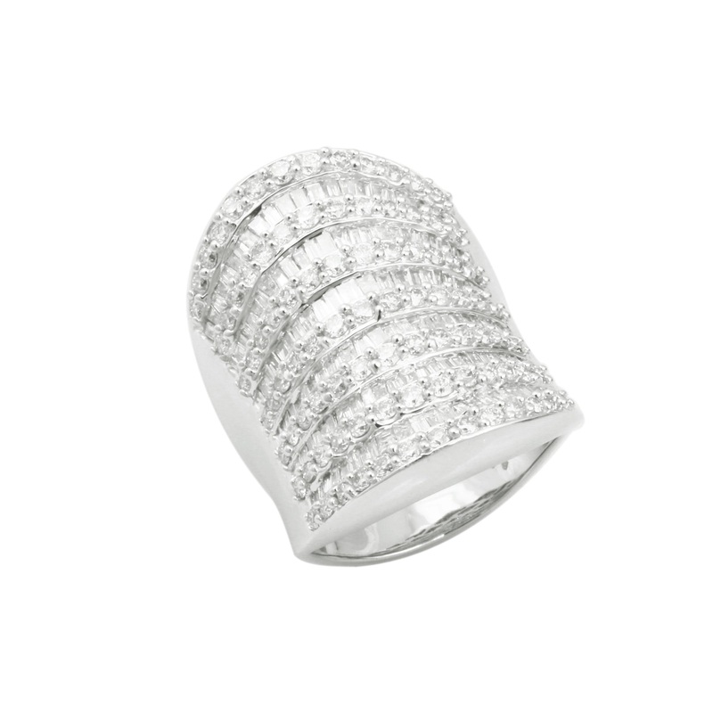 14K White Gold 3.00 CTW Multi-Row Diamond Band