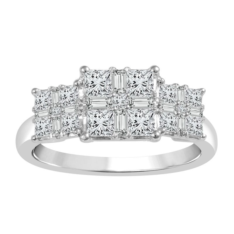 14K White Gold Trilogy 1.00CTW Diamond Ring