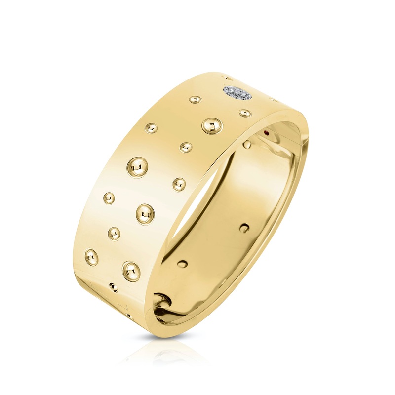 18K Gold & Diamond Accent Pois Moi Luna Wide Bangle