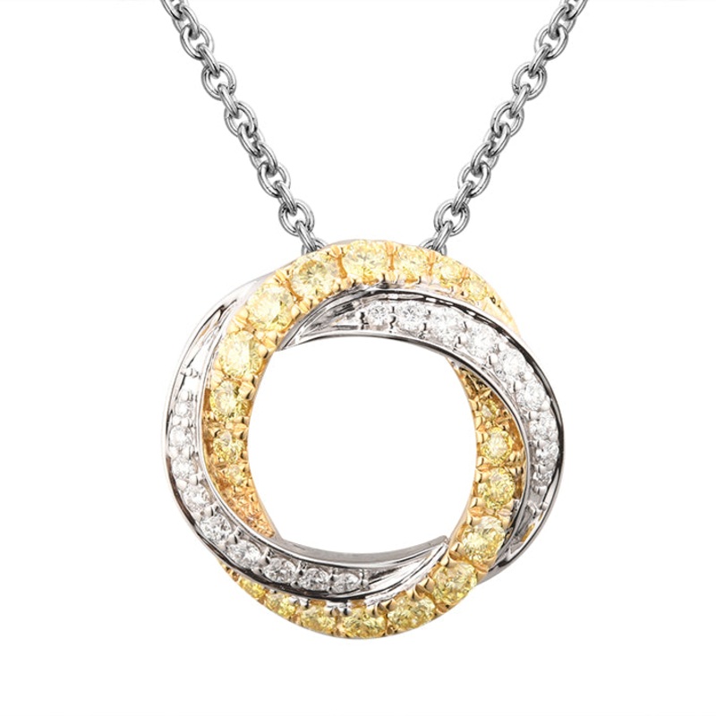18K Yellow & White Gold 0.64CTW Yellow & White Diamond Pendant