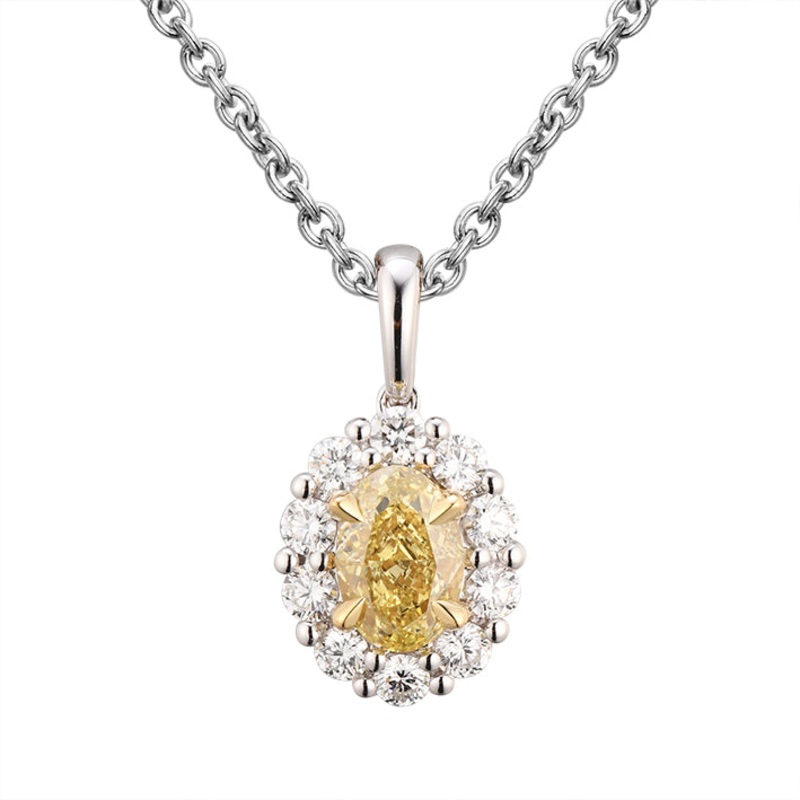 18K Yellow & White Gold 1.08CTW Yellow & White Diamond Pendant