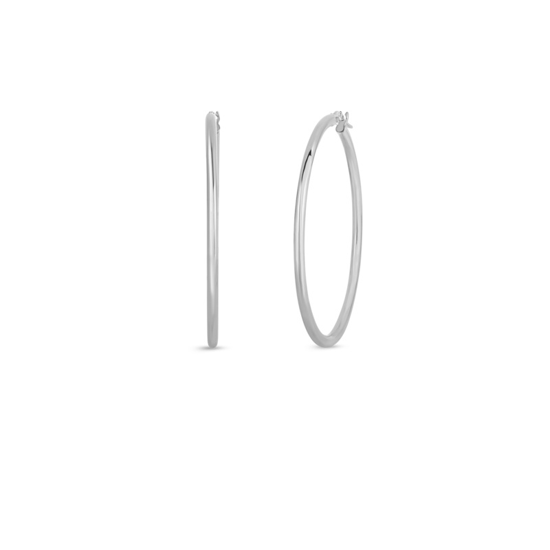 18KT White Gold Large Hoop Earrings
