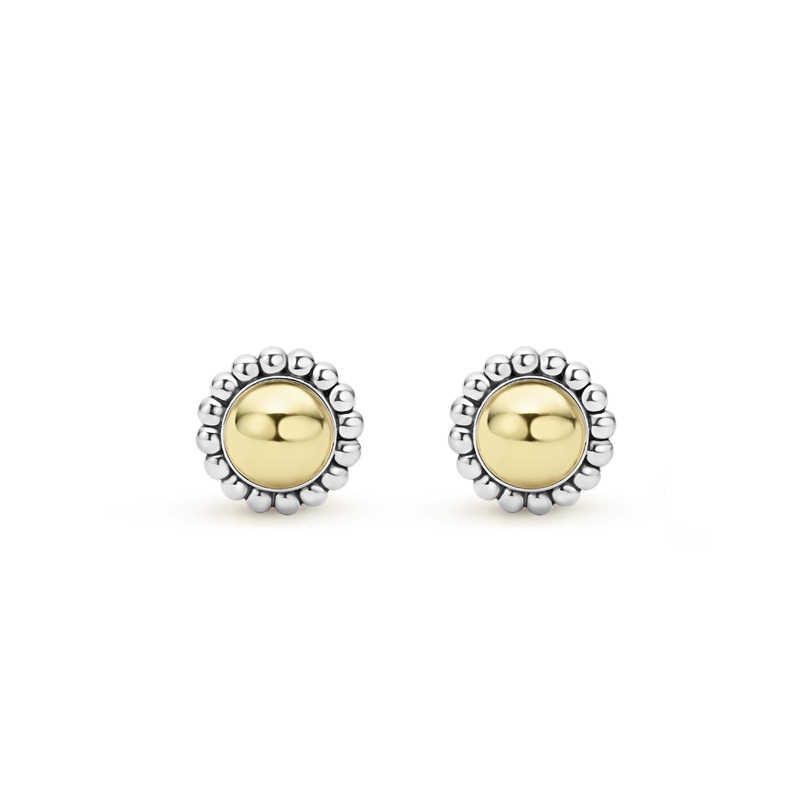 High Bar Gold Caviar Stud Earrings