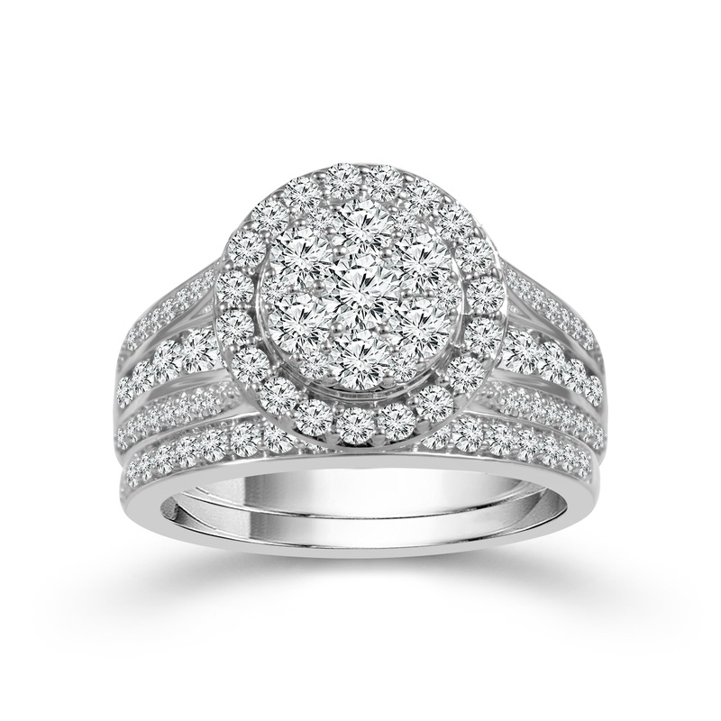 14K White Gold 1.50CTW Diamond Cluster Ring