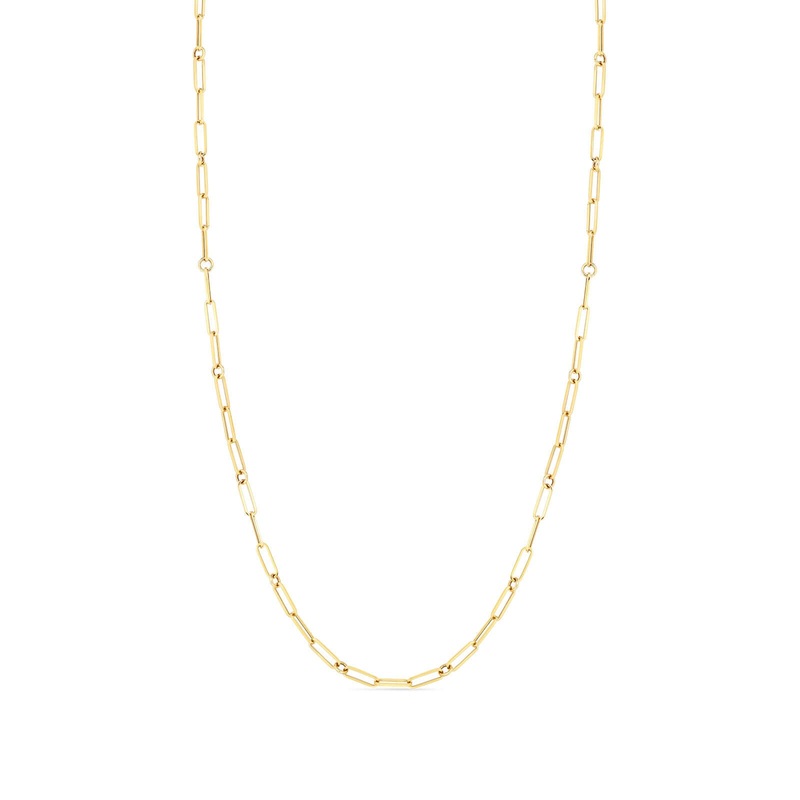 18K Fine Paperclip Link 34″ Chain