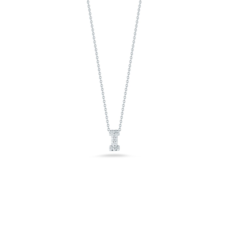 18K White Gold Love Letter I Pendant With Diamonds