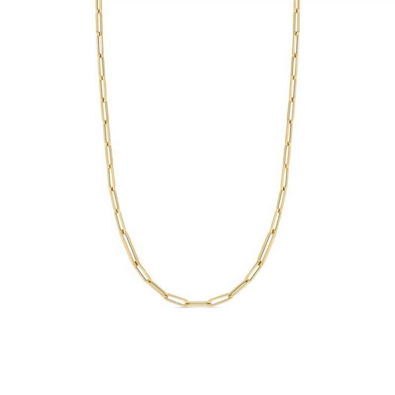 18K Yellow Gold Alternating Size Paperclip Link Chain 22″