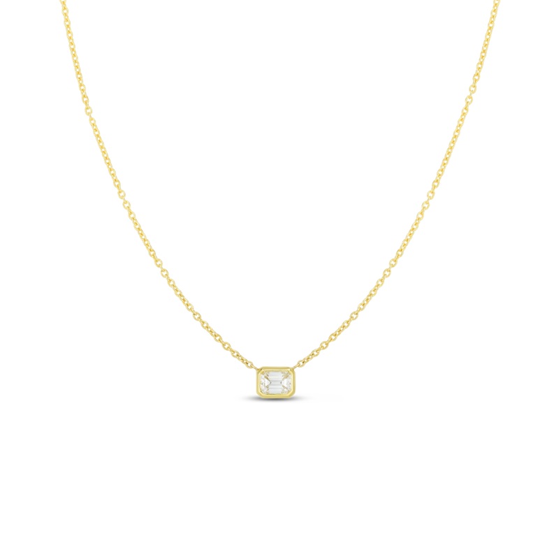 18K Yellow Gold Emerald Cut Diamond Necklace