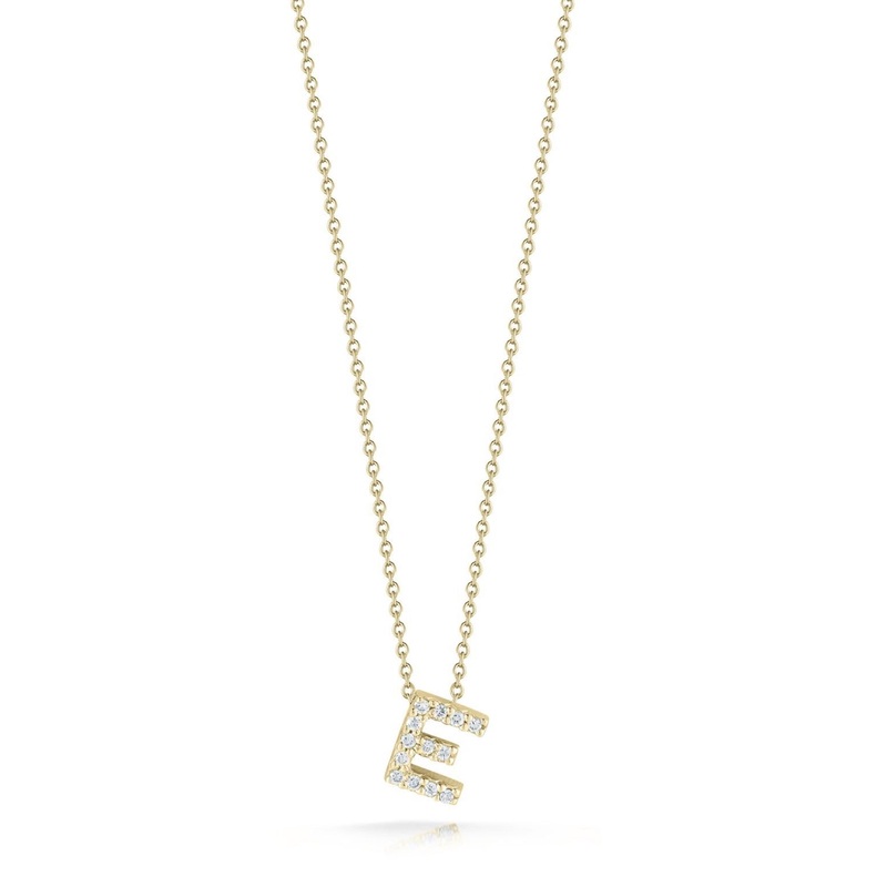 18K Yellow Gold Tiny Treasures Diamond Love Letter “E” Necklace