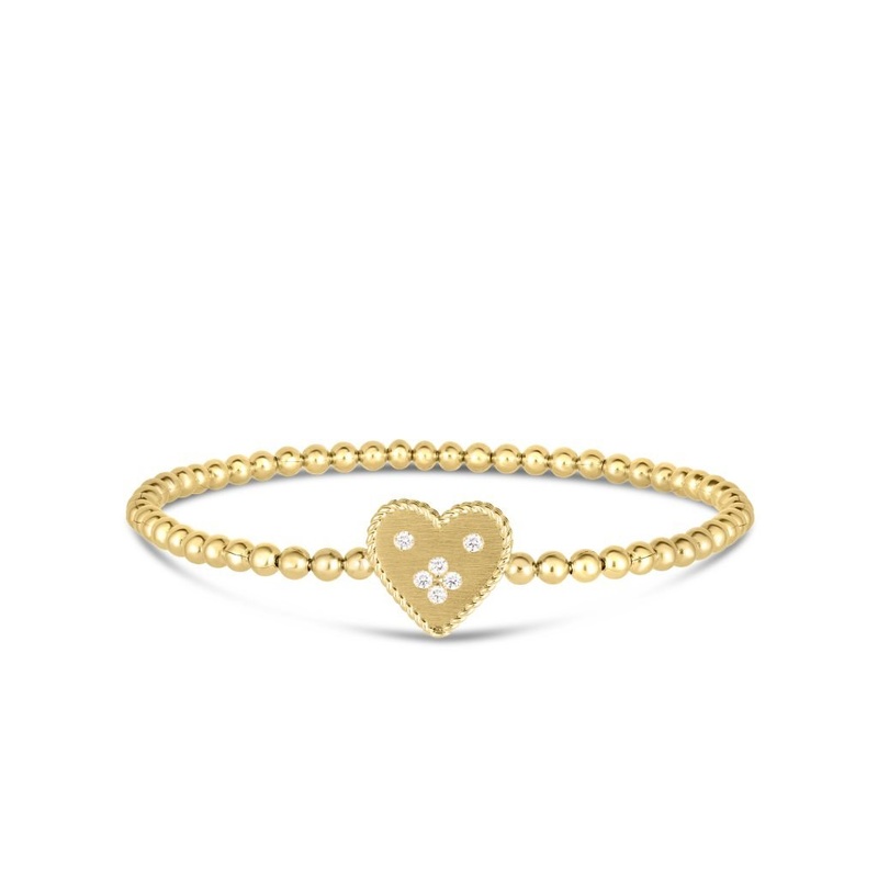 18K Yellow Gold Venetian Princess Small Heart Medallion Bracelet