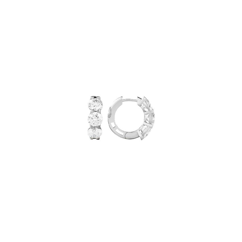 3.00 ctw. Lab-Created Diamond 3-Stone Huggie Hoop Earrings
