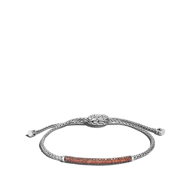 Birthstone Pull Through Station Bracelet Garnet