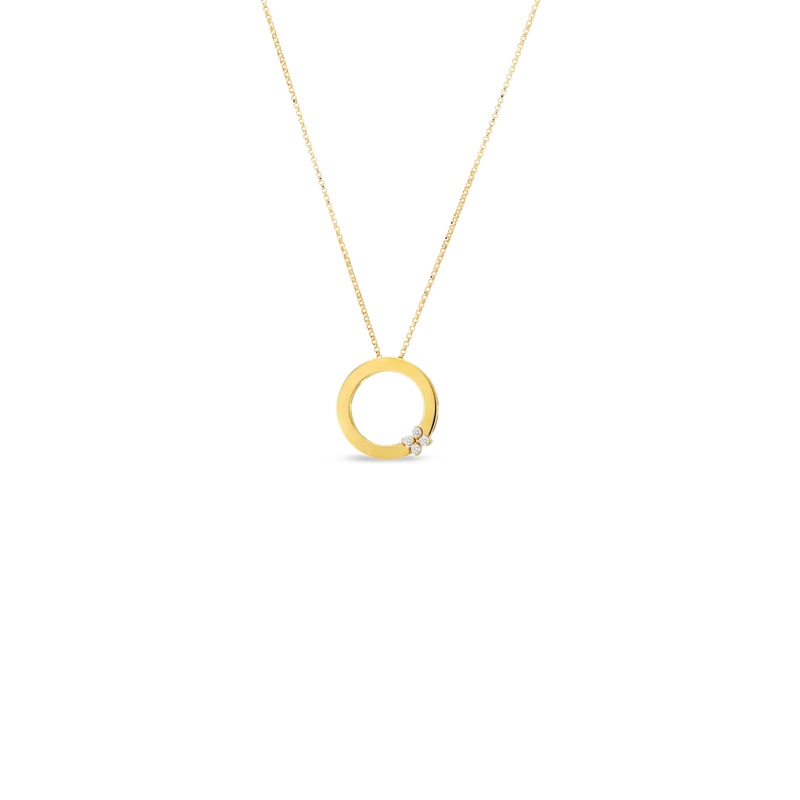 18K Yellow Gold Love In Verona Circle Of Life Pendant With Diamond Flower