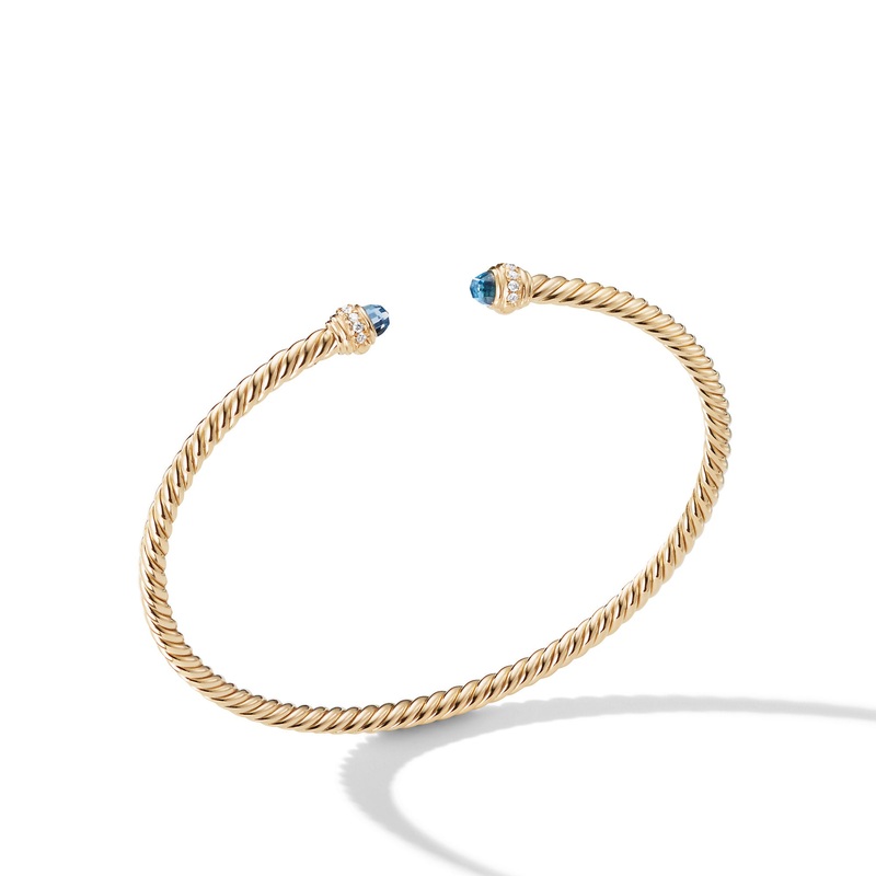Cable Spira Bracelet in 18K Gold with Hampton Blue Topaz and Diamonds