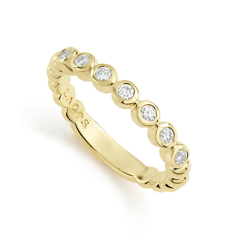 Caviar Gold 18k Gold and Diamond Stacking Ring