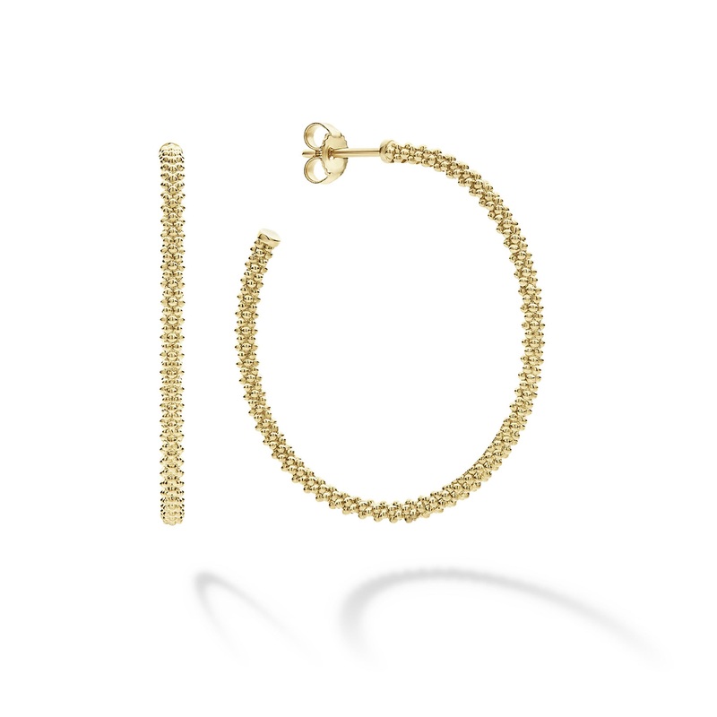 Caviar Gold 18K Gold Caviar Hoop Earrings 35mm