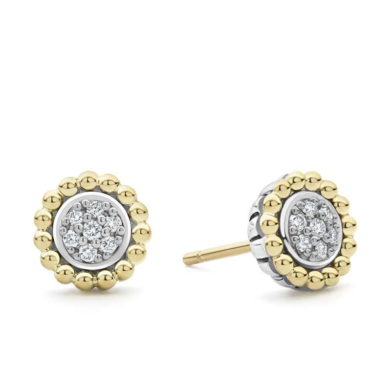 Caviar Lux Two Tone Caviar Diamond Stud Earrings