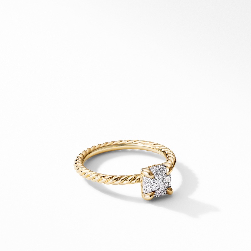 Chatelaine Ring in 18K Yellow Gold with Full Pave Diamonds