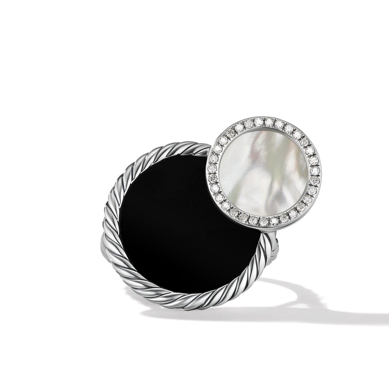 DY Elements Eclipse Ring with Black Onyx, Mother of Pearl and Pave Diamonds