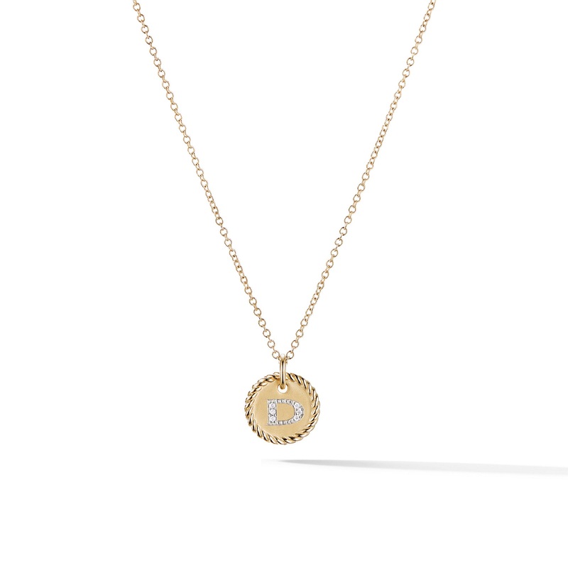 Initial Charm Necklace with Diamonds in 18K Gold