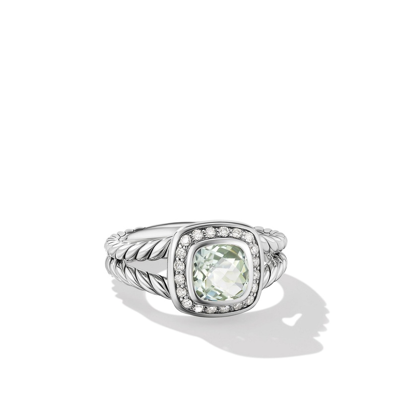 Petite Albion Ring with Prasiolite and Diamonds
